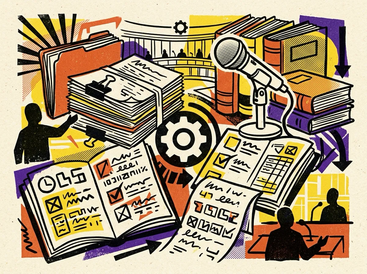 Editorial collage of Austin public meeting records