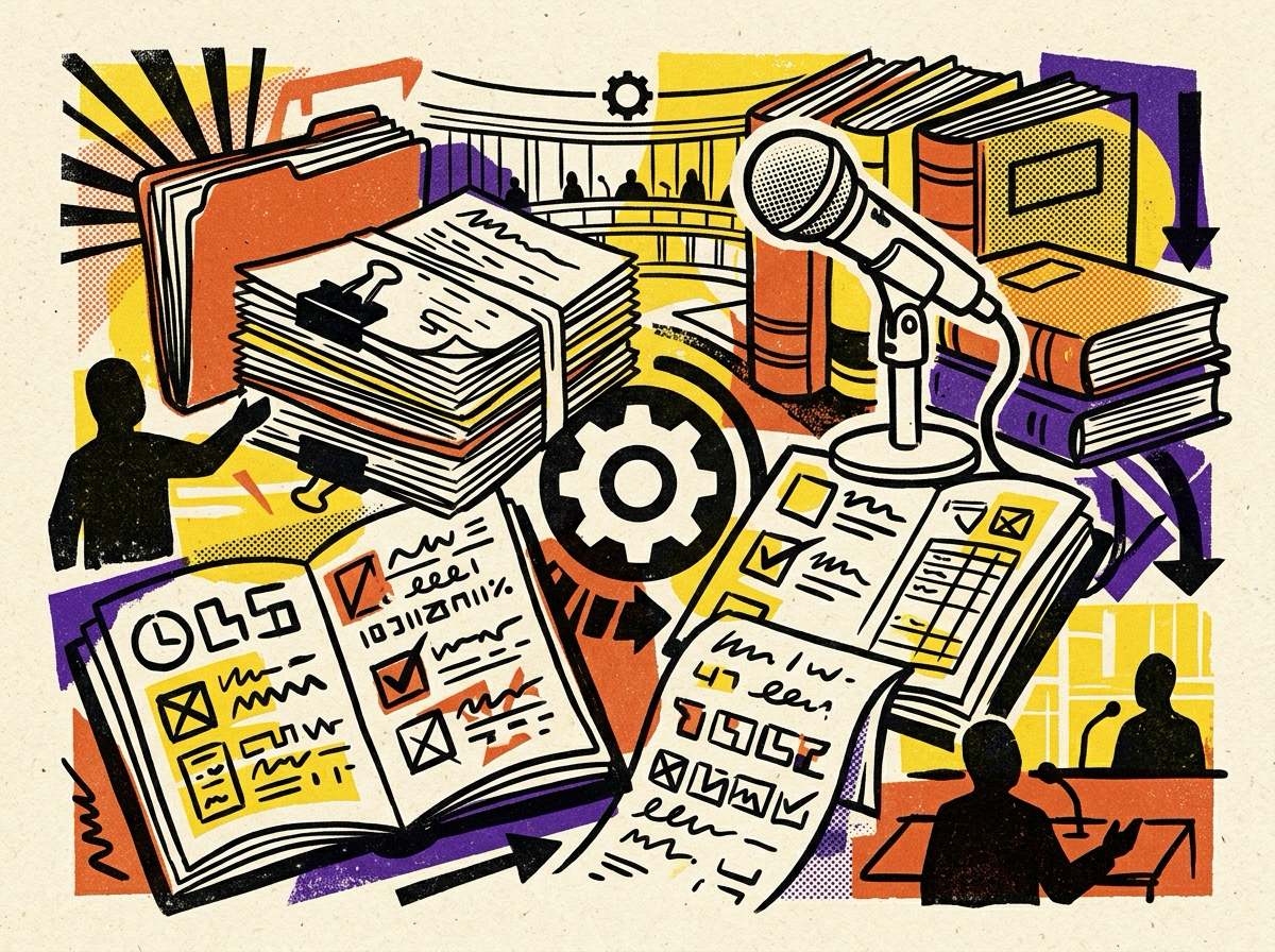 Editorial collage of Austin public meeting records